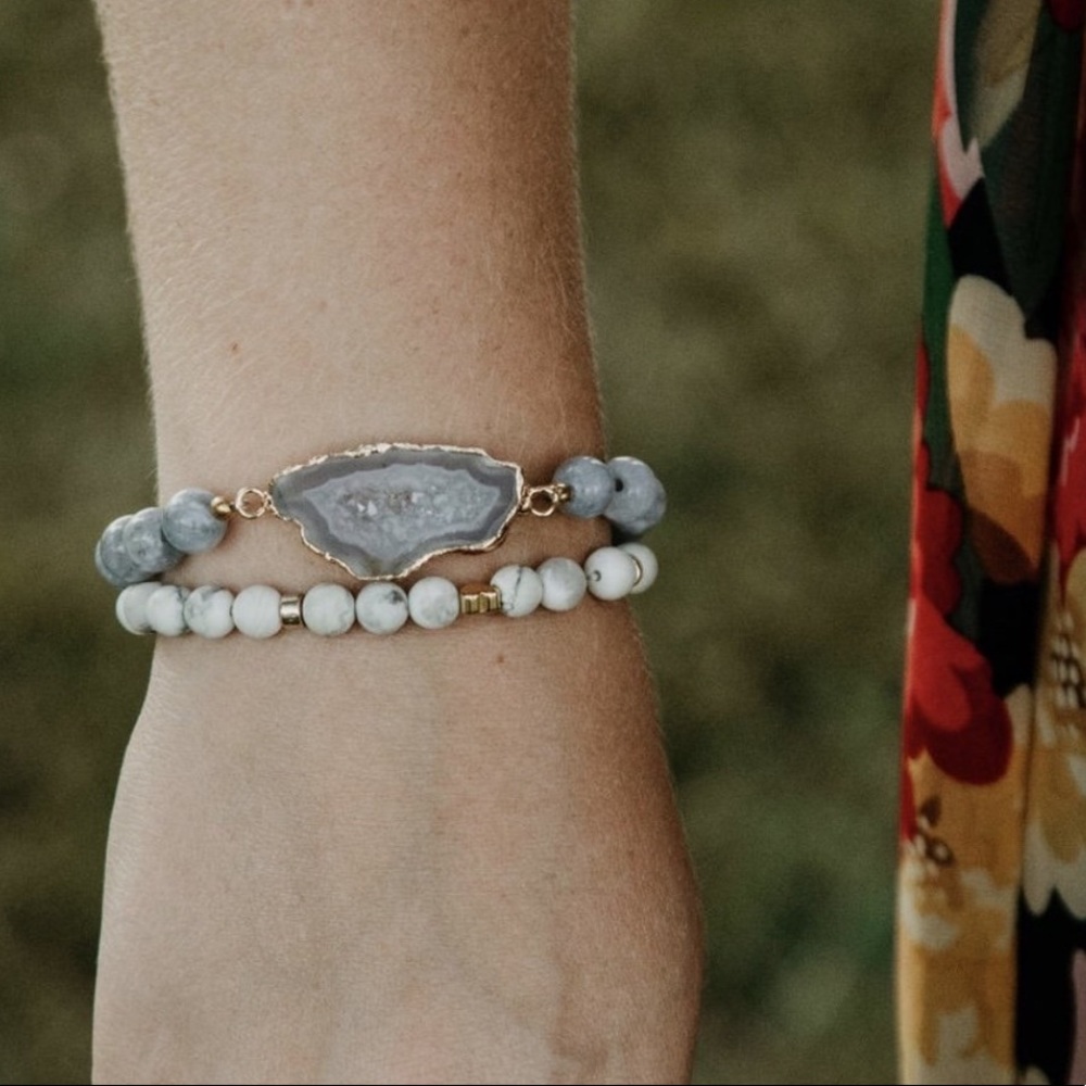 Natural Quartz Geode Bracelet